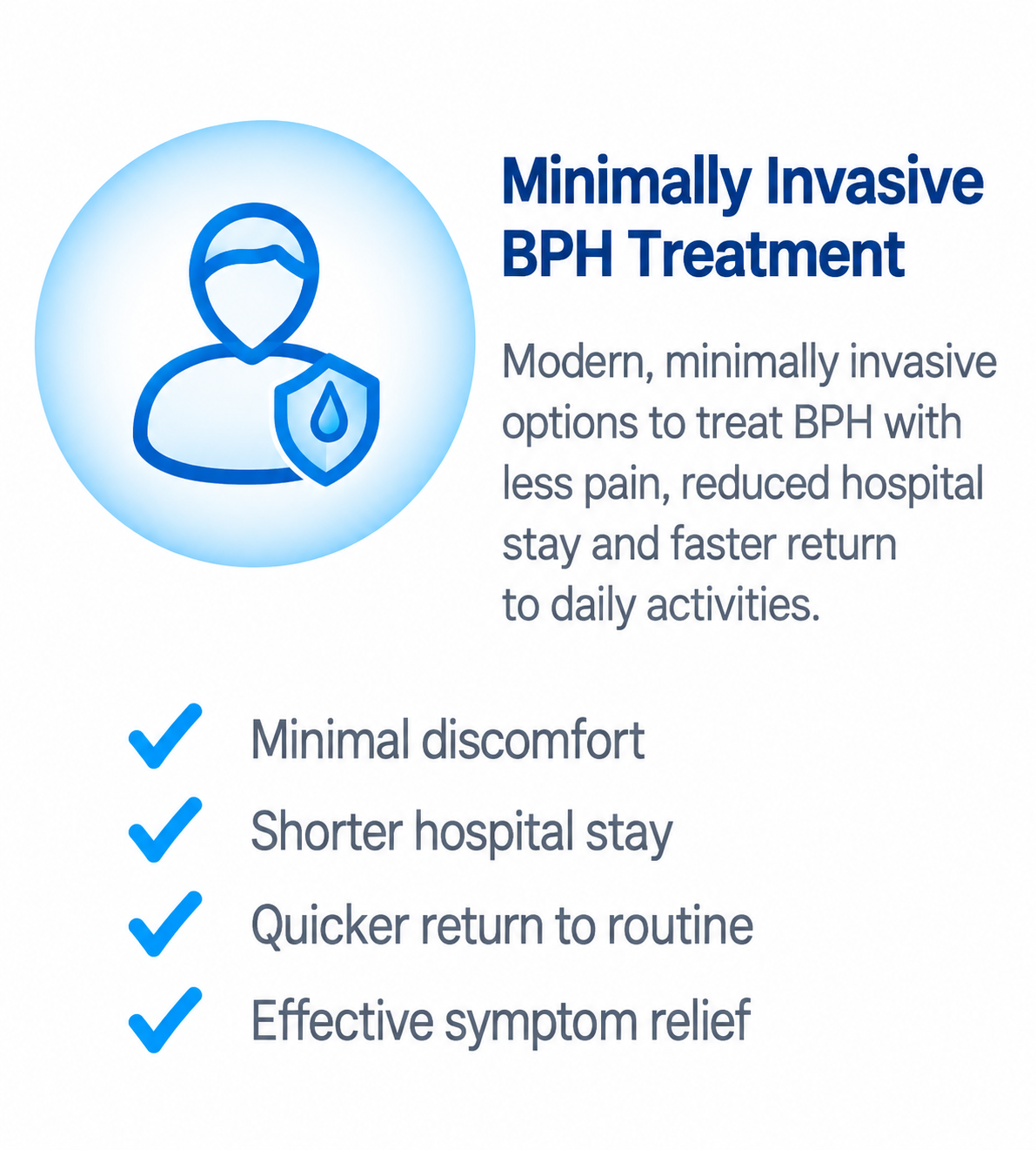 Medical illustration showing minimally invasive treatment options for benign prostatic hyperplasia (BPH)