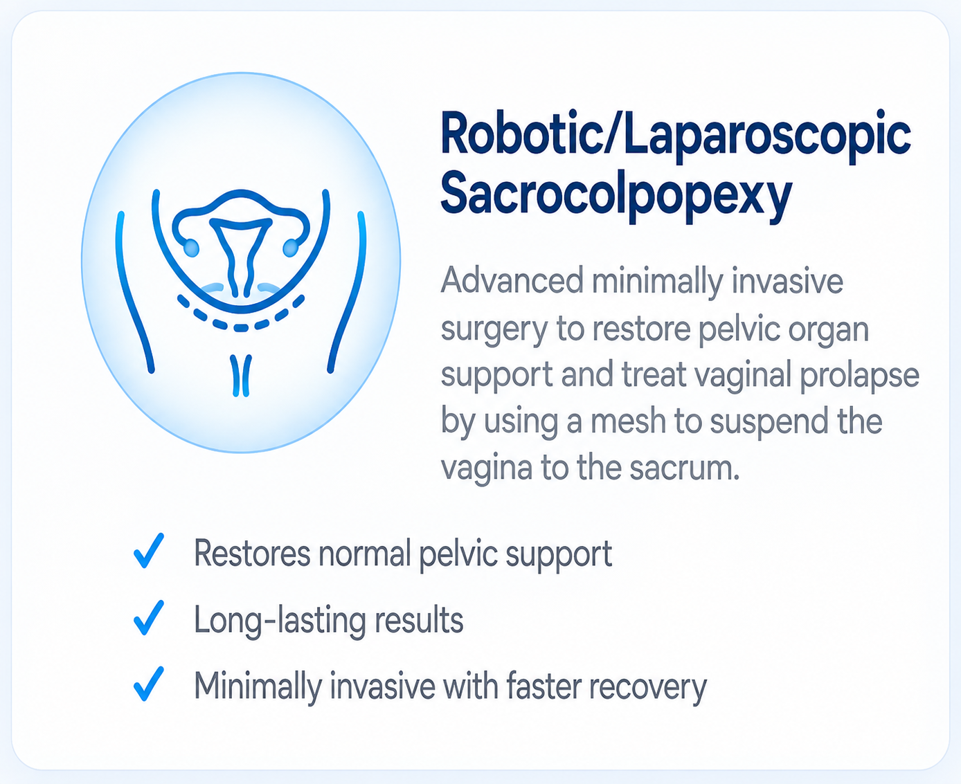 Robotic and laparoscopic sacrocolpopexy for vaginal prolapse treatment