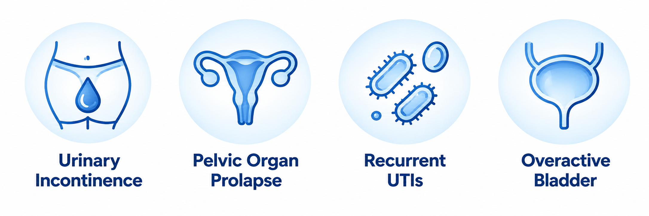 Women’s urology conditions including urinary incontinence, pelvic organ prolapse, recurrent UTIs and overactive bladder