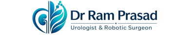Dr. Ram Prasad Urologist logo featuring a kidney-inspired medical emblem